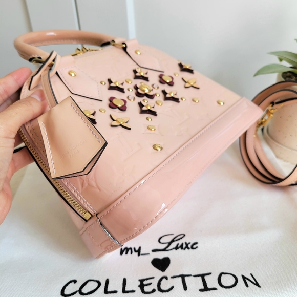 💕STUNNING LOUIS VUITTON Vernis Flowers Alma BB Rose Ballerine - Picture 15 of 16